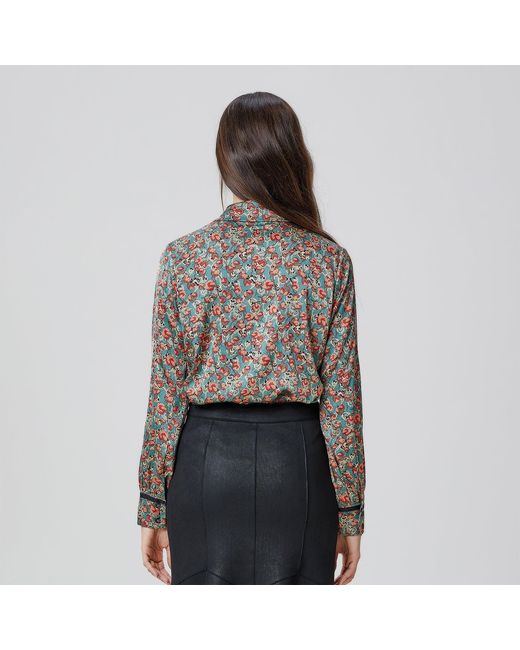 Smart and Joy Brown Ascot-Tie Flower Print Shirt