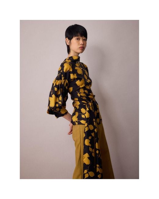 Amanda Thompson Couture Yellow Wren Blouse And Floral