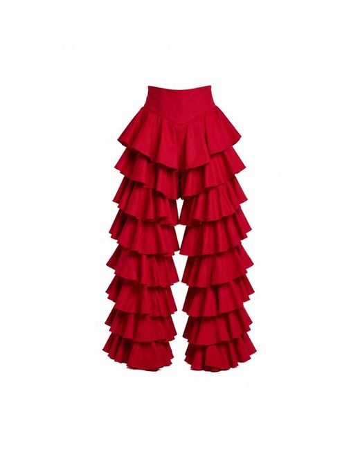 Ofuure Red Daria Ruffle Pants
