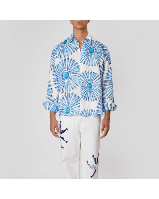Casa Atelier by Ferdinando Fusco Blue Anchovy Boyfriend Shirt for men