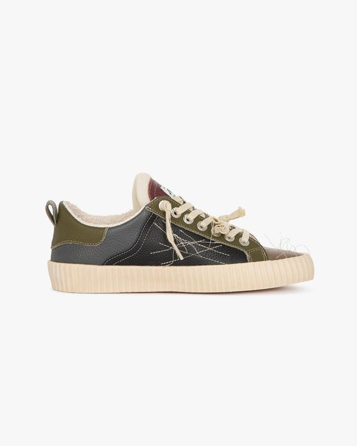 Springa | Unique Vulcanized Sneakers Italian Handmade Black Wavy Leather Embroidery Sneakers for men