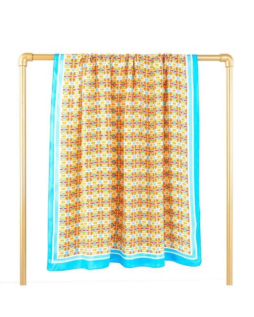 Evelyn & Kate Blue Elegant All Silk Scarf, Turtle Pattern