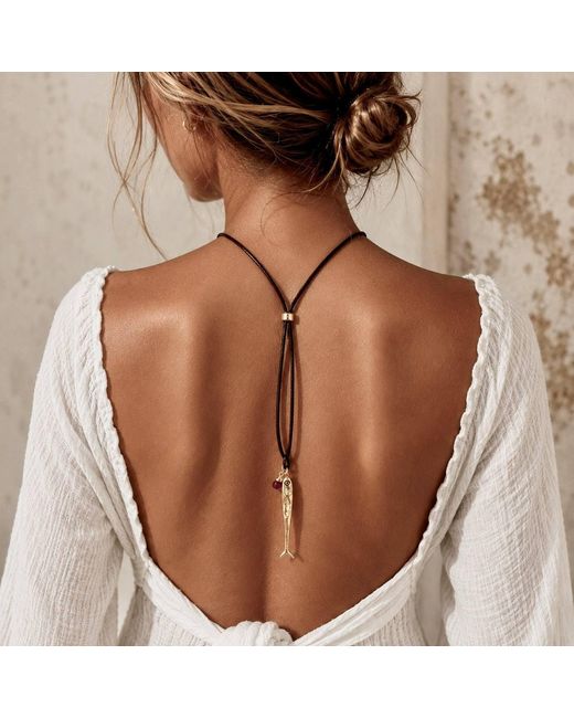Persia Dona Jewelry Metallic Skinny Fish X Leather Cord Necklace