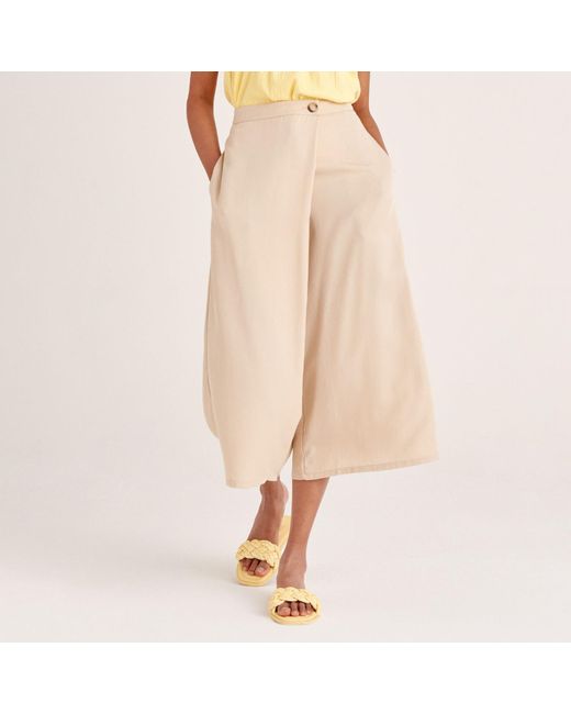 Paisie Natural Wrap Culottes In Beige