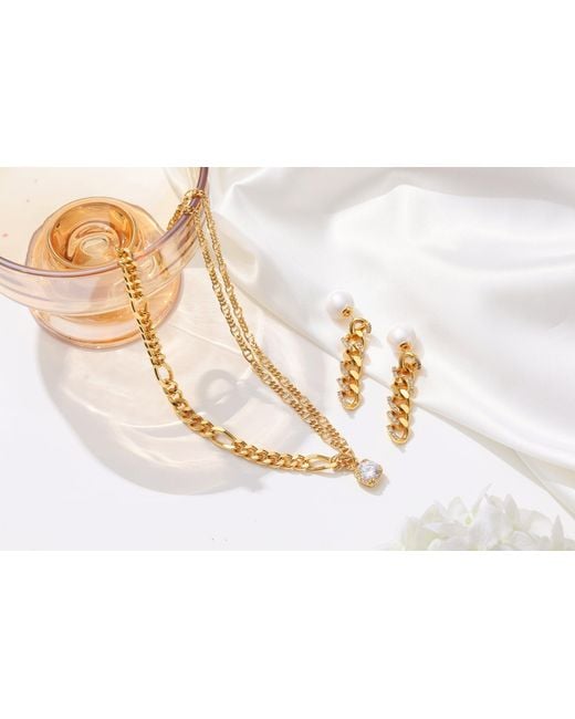 Classicharms Metallic Rhinestone Chain Earrings