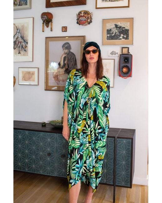 Jennafer Grace Green Canopy Noir Caftan