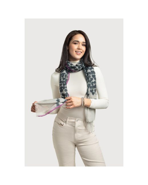 Saachi Multicolor Wool Silk Heart Striped Scarf