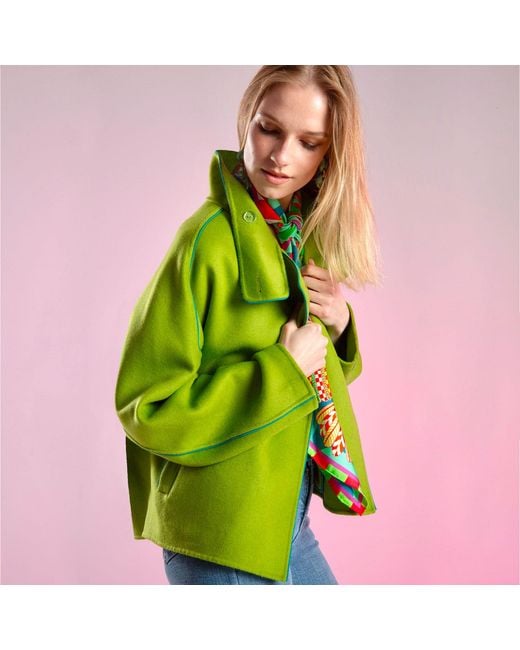 Beatrice von Tresckow Green Lime Cashmere Mix Audrey Bomber Jacket