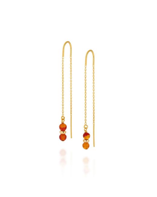 Nellou Jewellery Metallic Fall Birthstone Earrings July Carnelian Plated Sterling