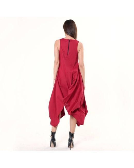 Metamorph Red Asymmetric Sleeveless Dress