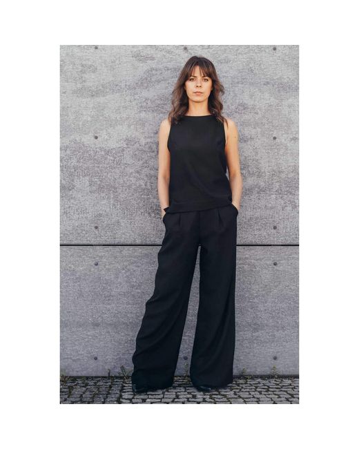 Oh!Zuza Black Echo Viscose Top With Wide Straps –