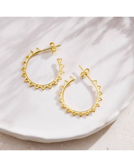 Posh Totty Designs Metallic Plated Sun Ray Open Hoop Earrings