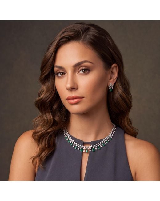 Latelita London Metallic Duchess Emerald Statement Necklace
