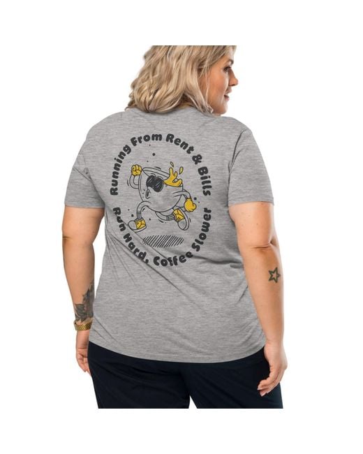 Anchor and Crew Gray Heather Gustatory Coffee Over Bills Organic Cotton Embroidered T-Shirt