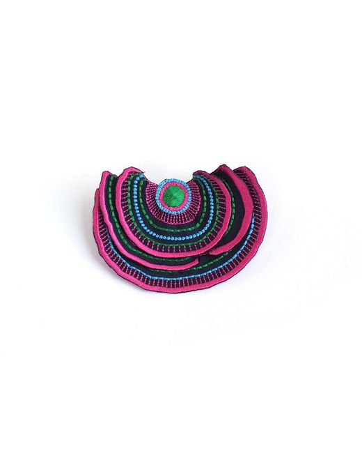 Nana Watanabe Purple Turkey Tail Layered Embroidered Earrings
