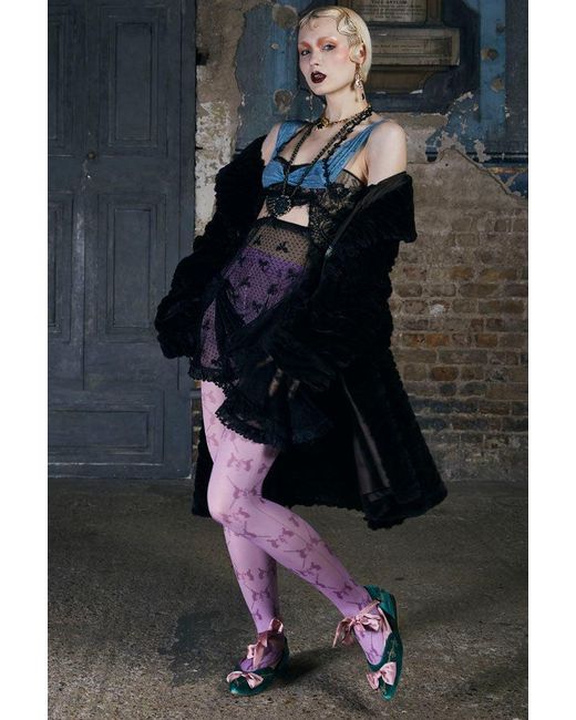 Natalia Petruch Clotilde Velvet Embroidered Flats With Silk Bow & Straps