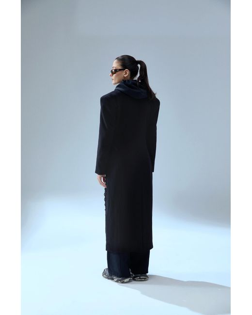 Pcfg Black Your Itch Cashmere Blend Long Overcoat