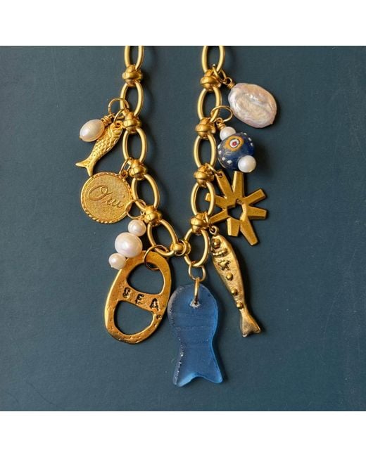 Sccollection Metallic Mare Seaglass Fish Charm Necklace