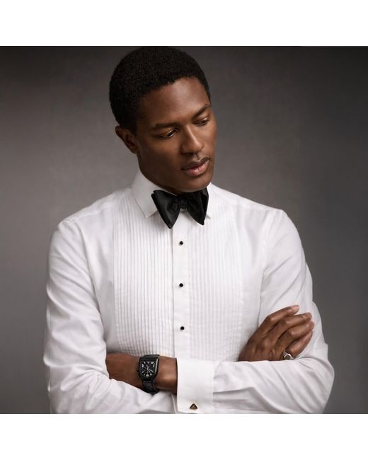 Freak Vault White Classic Pleated Tuxedo Shirt for men