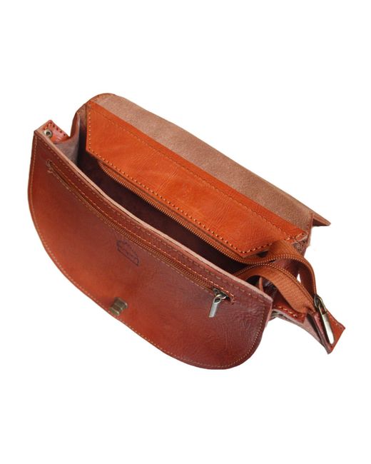 Berber Leather Orange Neutrals The Temara Embossed Saddle Bag