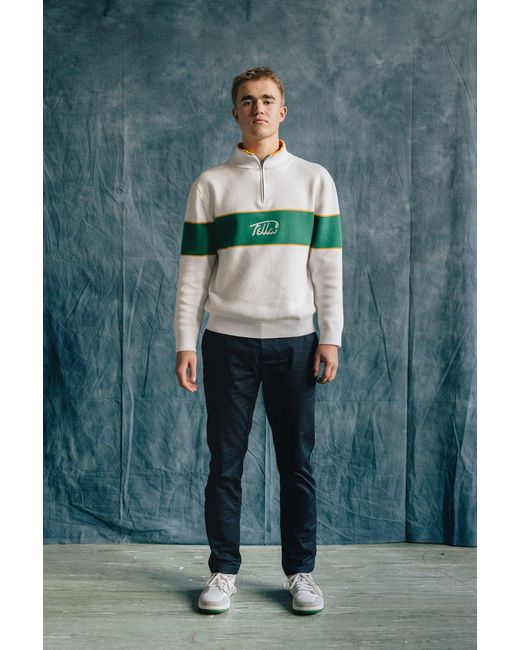 FELLA SWIM Green Boris Quarter-Zip Sweater for men