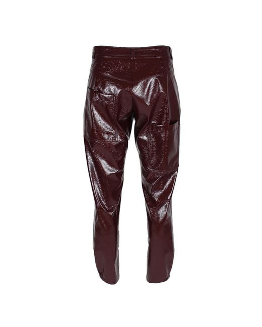 Lalipop Design Purple Vegan Leather Tapered Maroon Pants