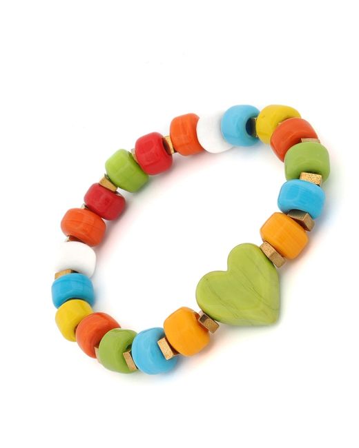 Ebru Jewelry Blue Colorful Harmony Heart Beaded Bracelet