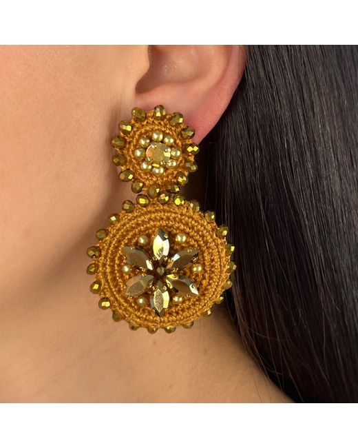 PINAR OZEVLAT Brown Flower Drop Tan