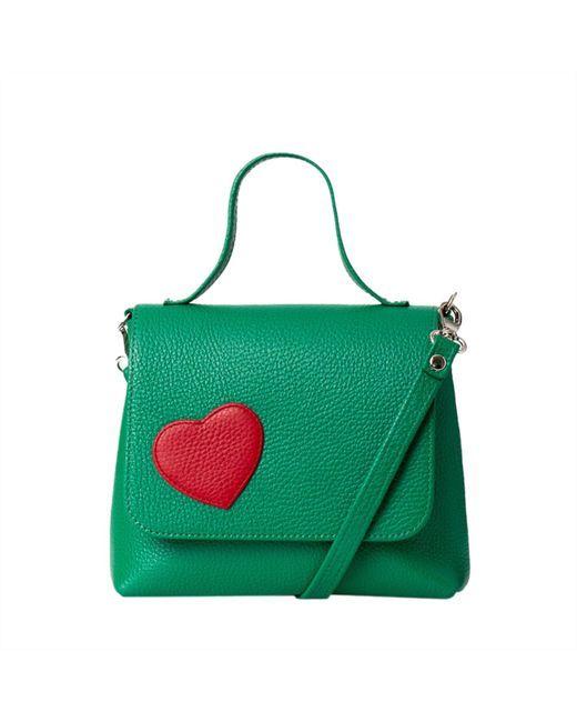 Laura Olaru Green Mini Love Bag With Heart Attached