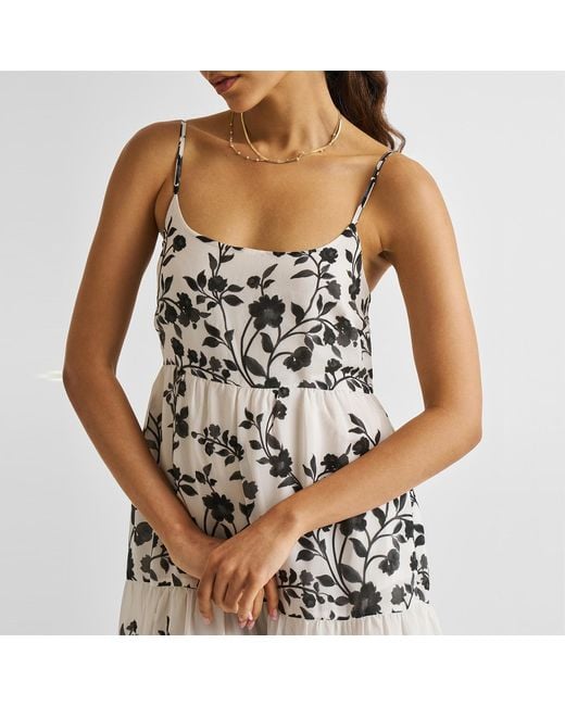 REISTOR White Strappy Tiered Maxi Crepe Dress