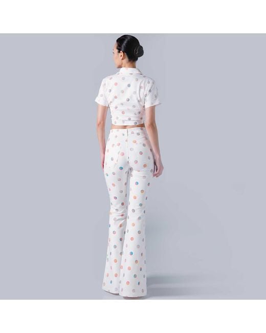 LOVEIST STORE White Polka Dot Flared Co-Ord Trousers