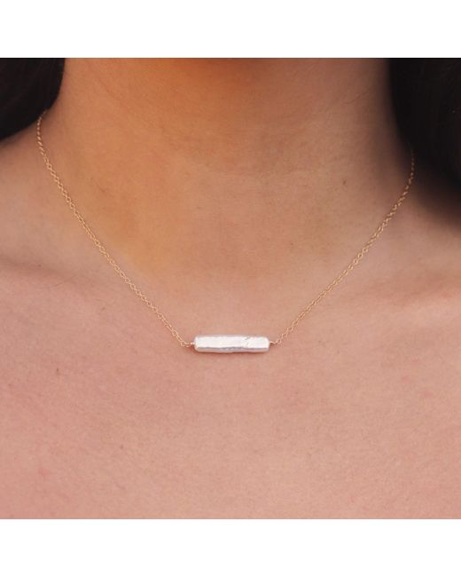 Kiri & Belle Metallic Esme Baroque Pearl Bar Filled Necklace