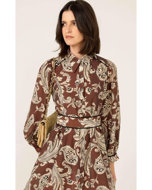 SACHA DRAKE Brown Neutrals Vanessa Shirtmaker Dress