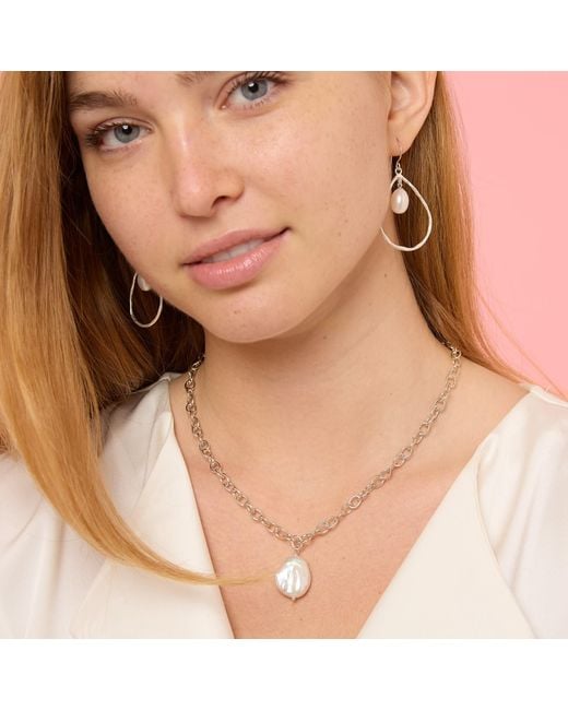 Pearls of the Orient Online Metallic Decus Keishi Pearl Drop Necklace On Oval Link Chain