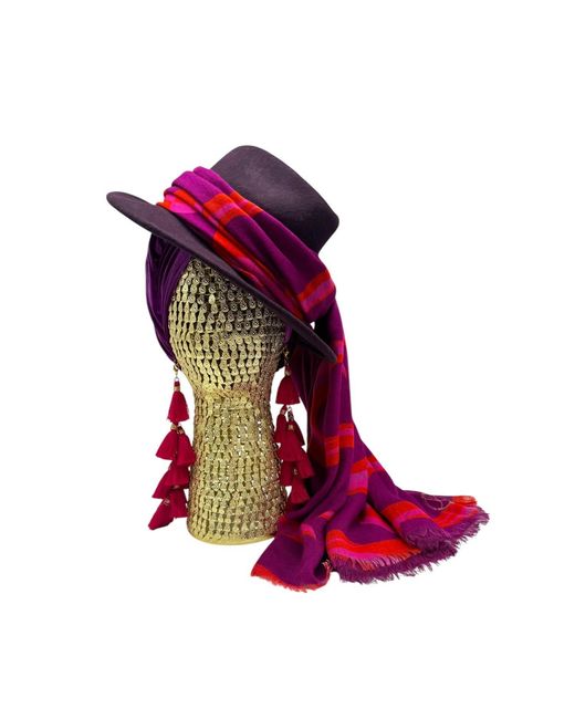 Julia Clancey Red Aubergine Fifi Scarf Fedora Set