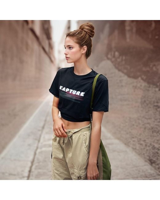 Kapture Black Motion Printed Tee for men