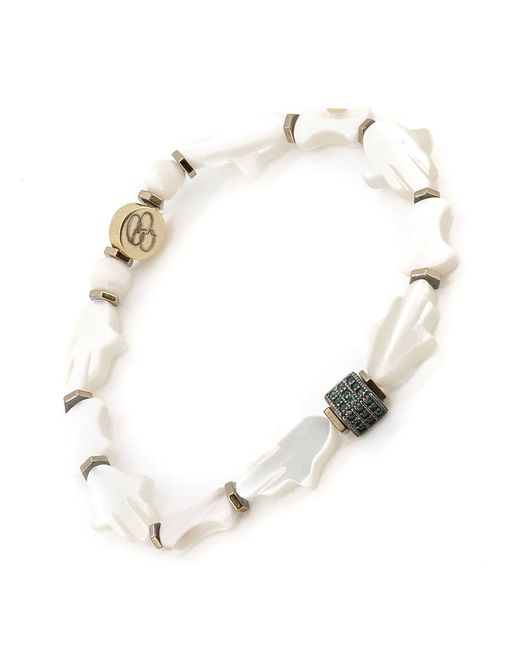 Ebru Jewelry Metallic Pearl Hamsa Hand Bracelet