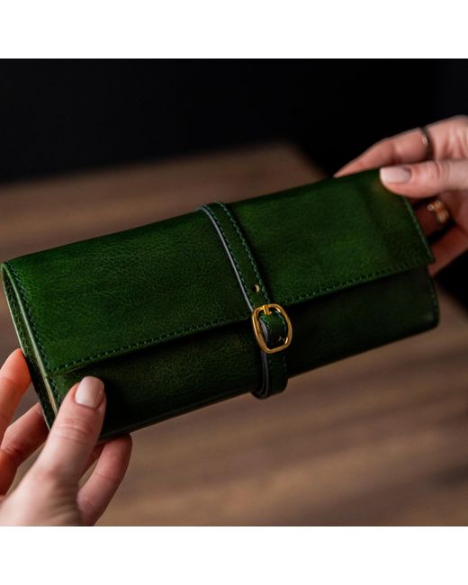 Time Resistance Green Leather Jewelry Case