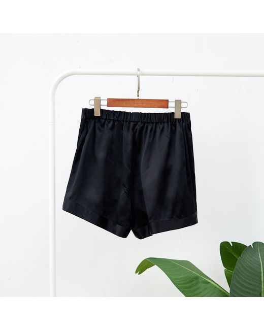 Soft Strokes Silk Blue Pure Mulberry Silk High-Waisted Shorts
