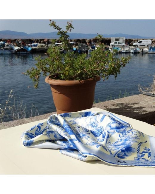 Ralufineart Blue Silk Scarf The Magic Tree Tale