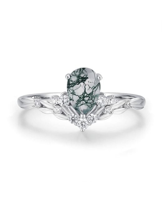 Azura Jewelry New York Metallic Angelique Tulip Moss Agate Ring Vermeil