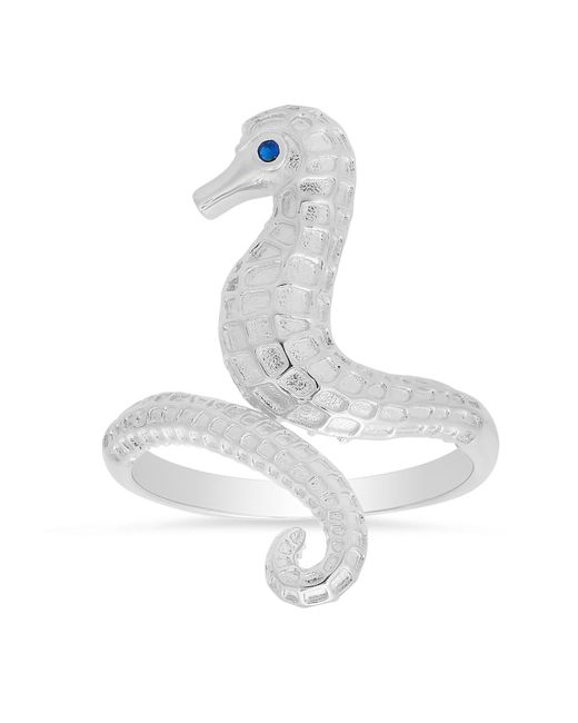 Kylie Harper White Sterling Sapphire Cz Seahorse Ring
