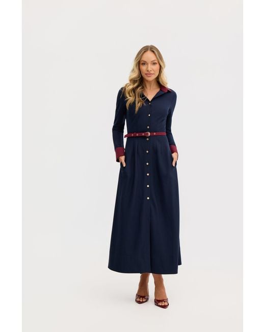 Why Mary Blue Marion A-Line Classic Midi Dress