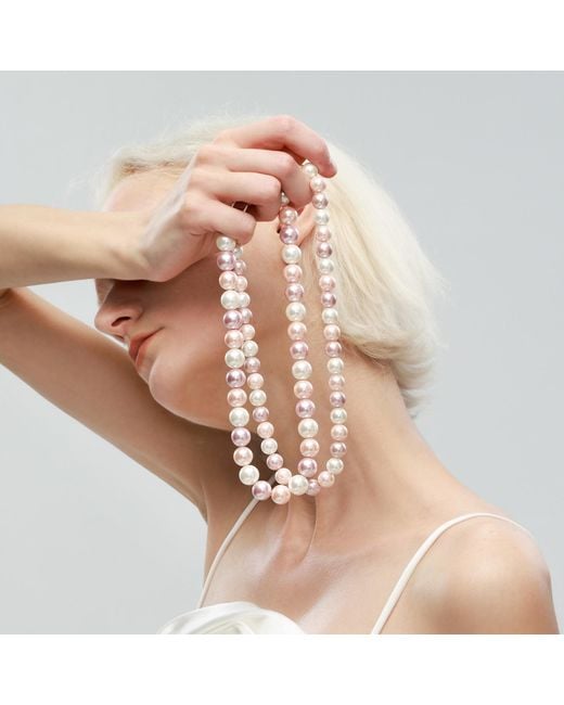Classicharms Metallic Small Shell Pearl Necklace With Gem-Encrusted Carabiner Lock