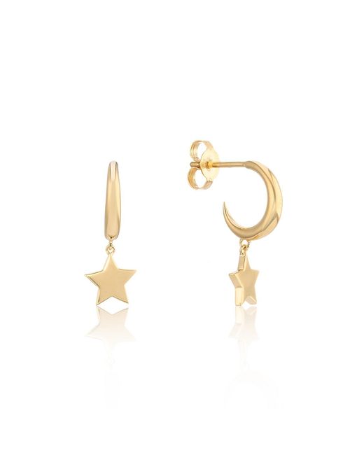 Auree Jewellery Metallic Alta Vermeil Moon Hoop Earrings With Star Drops