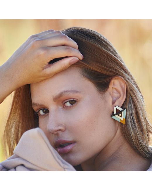 Gissa Bicalho Handmade Acrylic Earring Kuntur P / Green