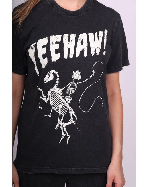 Any Old Iron Black Acid Wash Yeehaw T-Shirt