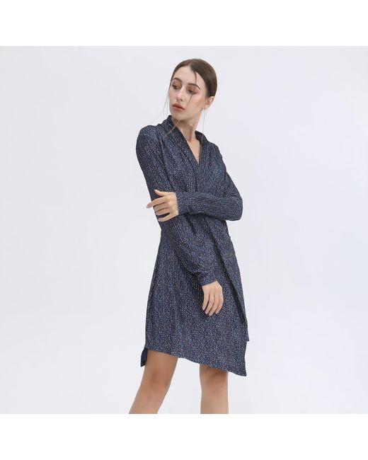 Smart and Joy Blue Draped Velvet Dress With Liberty Print