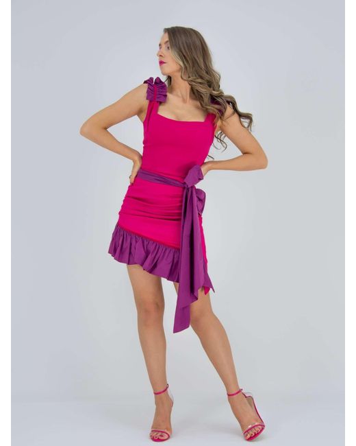 Tia Dorraine Ruffles Please Pink Asymmetric Mini Skirt