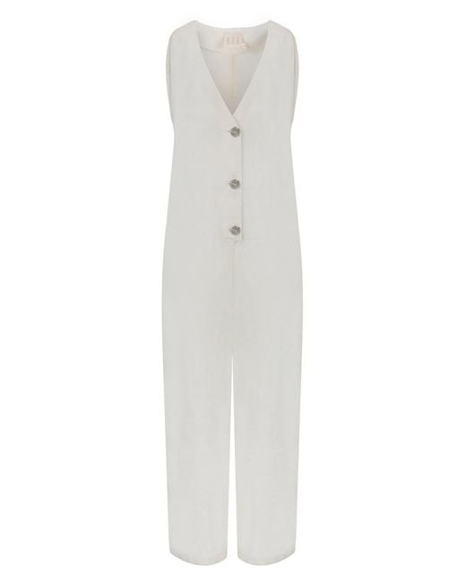 DOR Raw Luxury White Neutrals By The Lake Maggiore Linen Jumpsuit